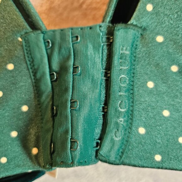 Cacique Polka Dot Full Coverage Lightly Lined Bra 40F Green Adjustable Straps - Picture 13 of 16